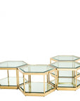 Tables basses hexagonales en verre dorée SAX