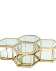 Tables basses hexagonales en verre dorée SAX