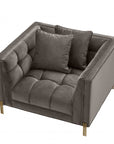 Fauteuil Sienna matelassé gris en velours