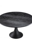 Table de salle à manger ronde en bois fumé noir Melchior