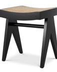 Tabouret noir en rotin Arnaud
