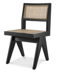 Chaise noire en bois et rotin Niclas