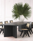 Chaise noire en bois et rotin Niclas