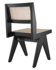 Chaise noire en bois et rotin Niclas