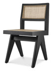 Chaise noire en bois et rotin Niclas
