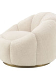 Fauteuil pivotant molletonné crème Inger
