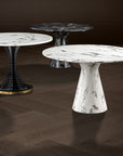 Table de salle à manger ronde en marbre blanc Turner