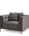 Fauteuil Sienna matelassé gris en velours