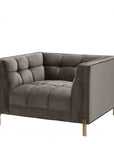Fauteuil Sienna matelassé gris en velours