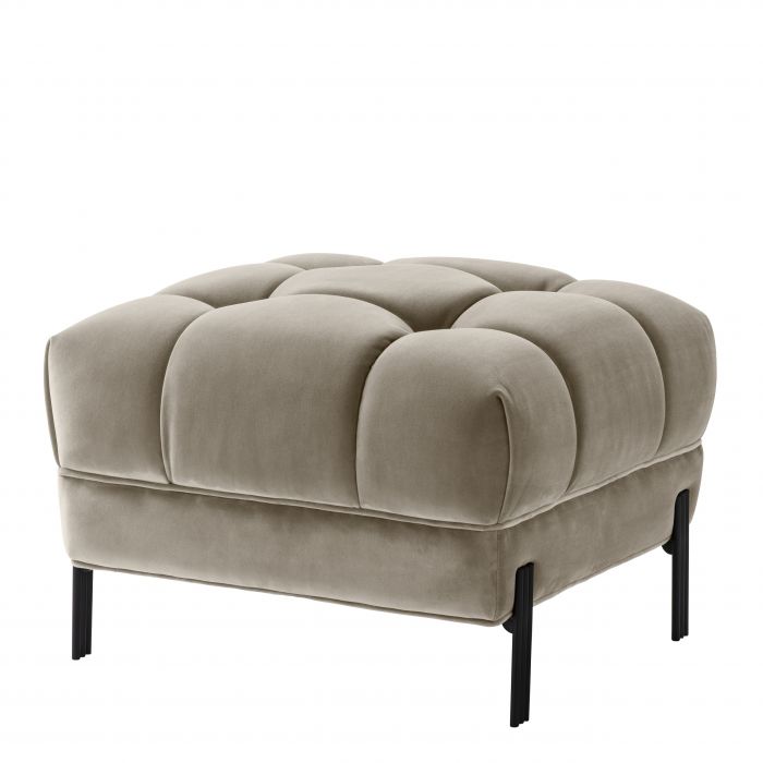 Tabouret matelassé Sienna velours taupe