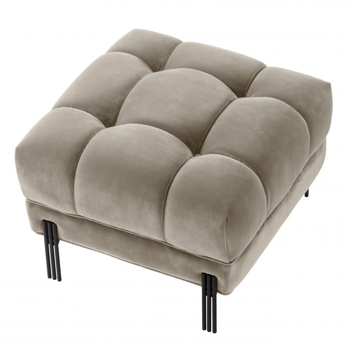 Tabouret matelassé Sienna velours taupe