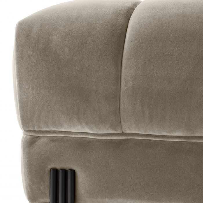 Tabouret matelassé Sienna velours taupe