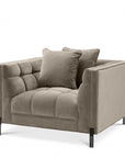 Fauteuil Sienna matelassé beige en velours