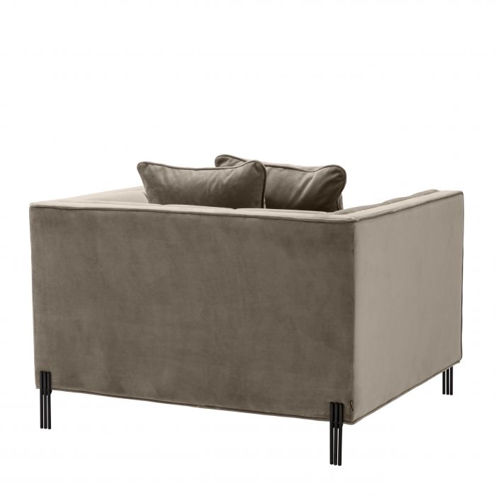 Fauteuil Sienna matelassé beige en velours