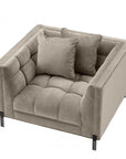 Fauteuil Sienna matelassé beige en velours