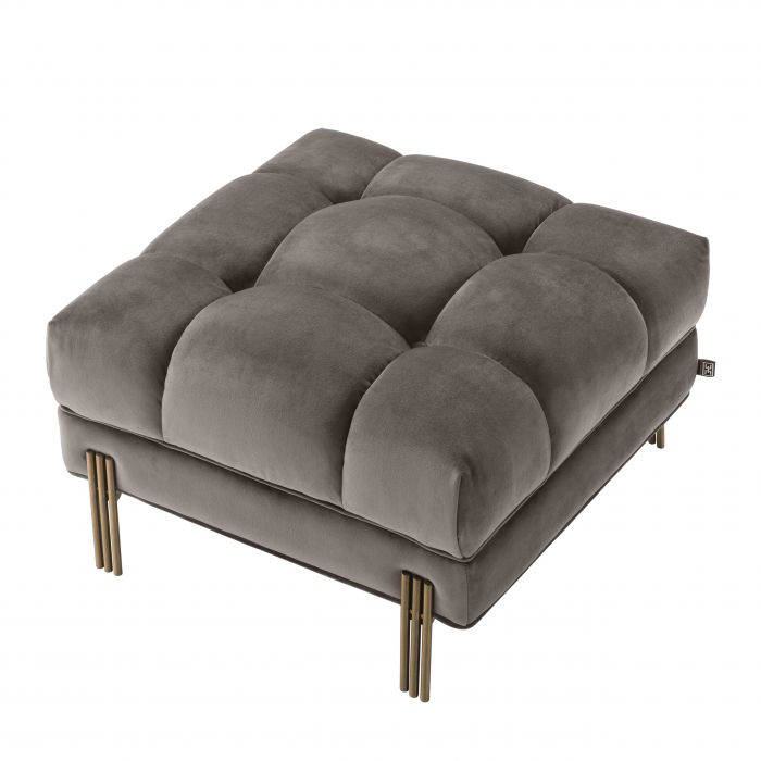 Tabouret Sienna en velours gris