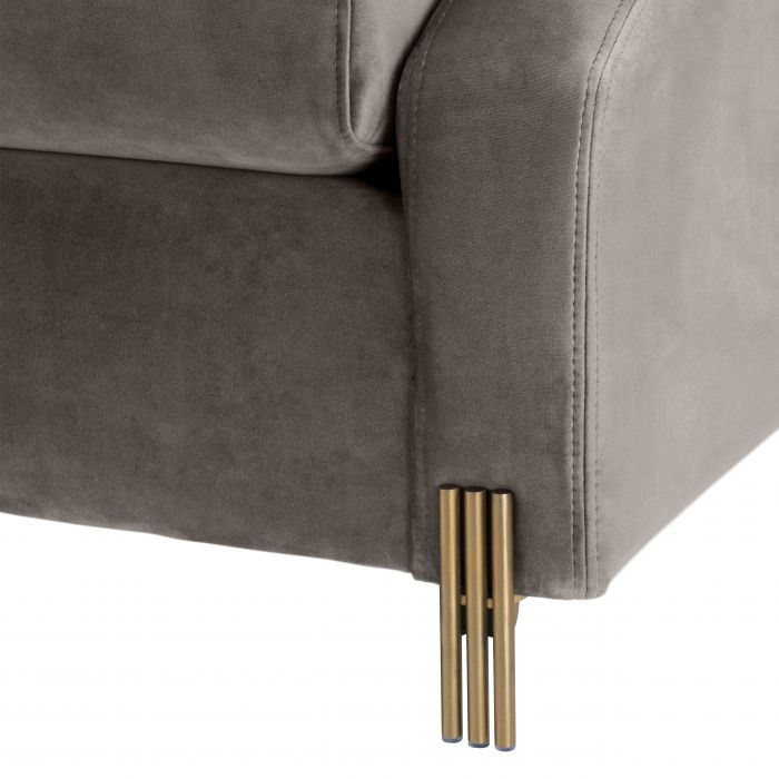 Fauteuil gris en velours Candice