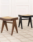Tabouret noir en rotin Arnaud