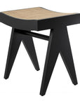 Tabouret noir en rotin Arnaud