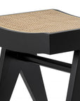 Tabouret noir en rotin Arnaud