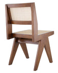 Chaise marron en bois et rotin Niclas
