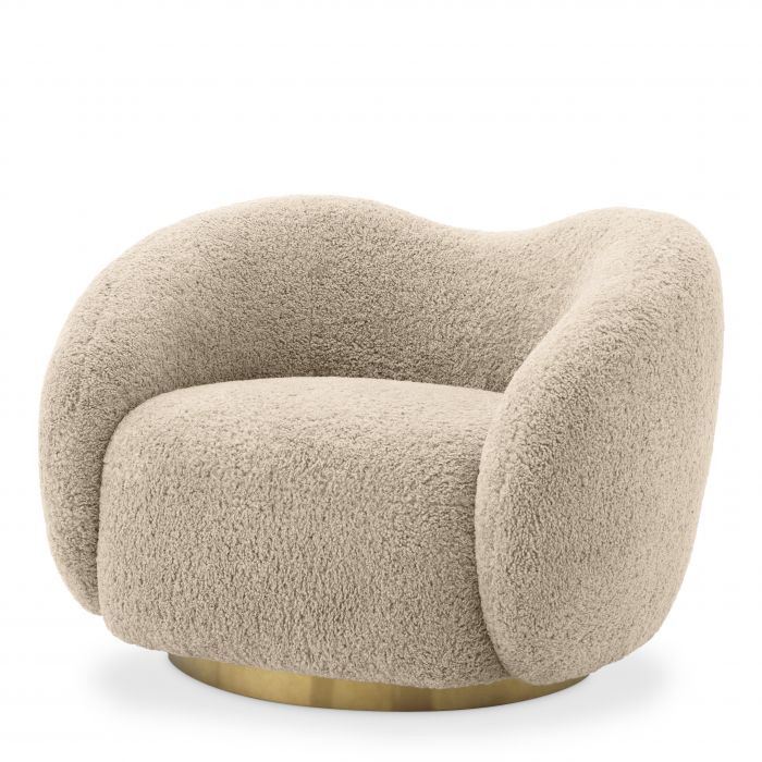 Fauteuil pivotant beige Diego