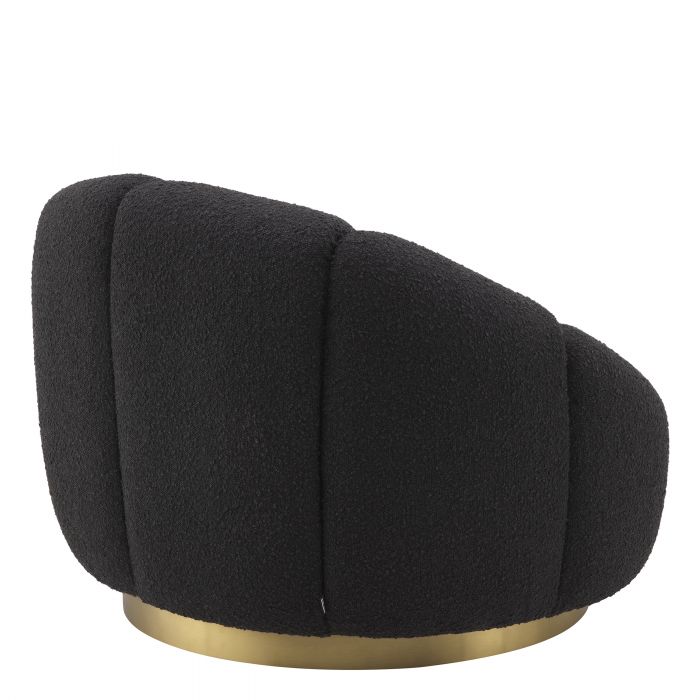 Fauteuil pivotant bouclé noir Inger