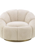Fauteuil pivotant molletonné crème Inger