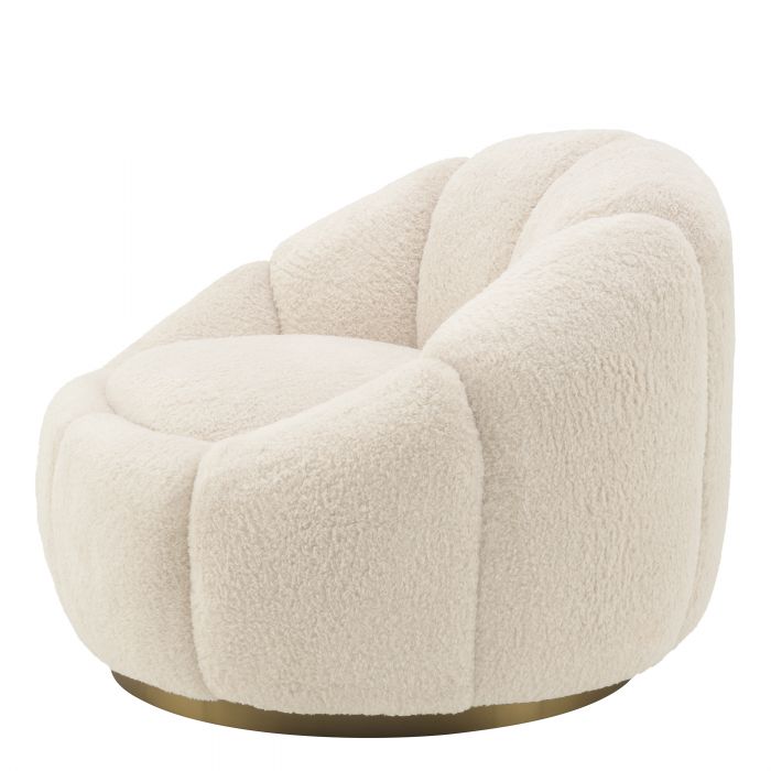 Fauteuil pivotant molletonné crème Inger