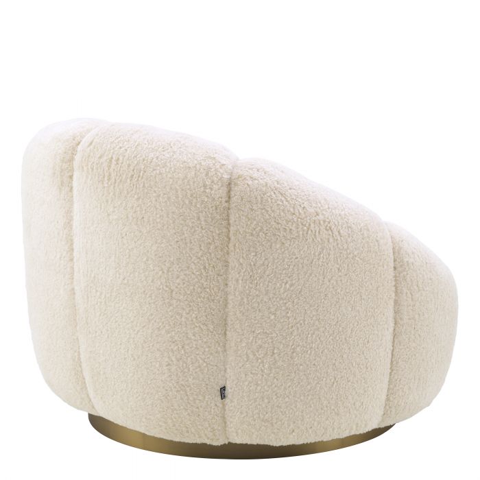 Fauteuil pivotant molletonné crème Inger