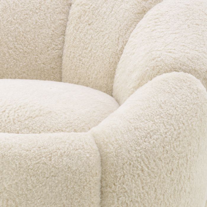 Fauteuil pivotant molletonné crème Inger