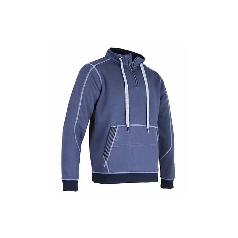Sweat Col Montant Zippé Bicolore Homme – LMA Lebeurre – Gris